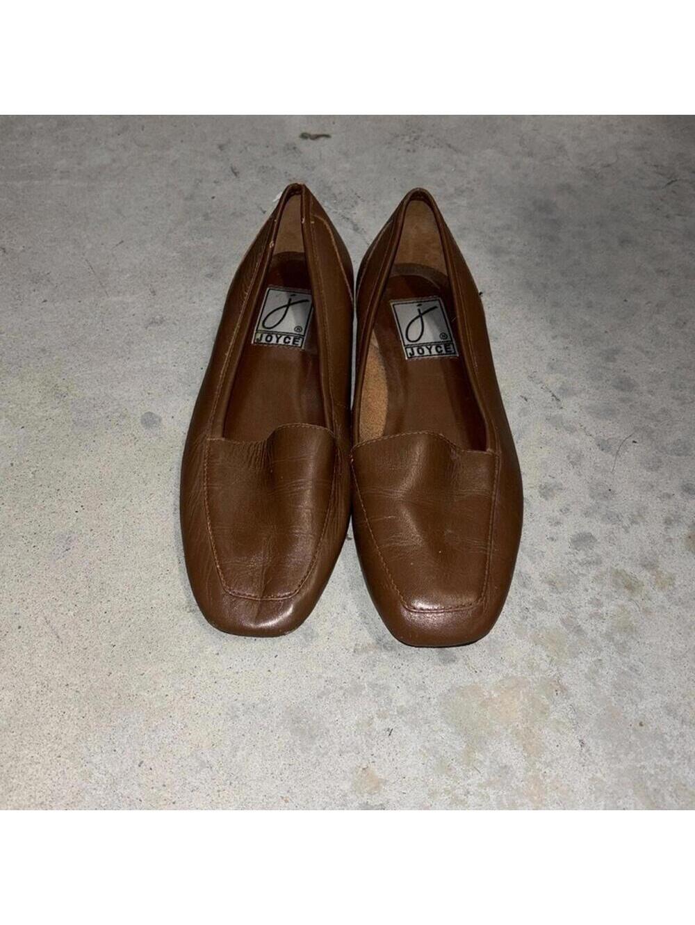 Vintage Joyce Brown Square Toe Flats Driving Shoes Academia classic minimal